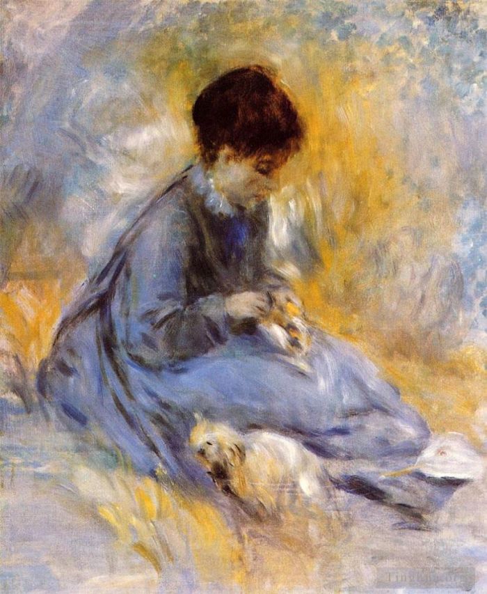 Pierre-Auguste Renoir Ölgemälde - Junge Frau mit Hund