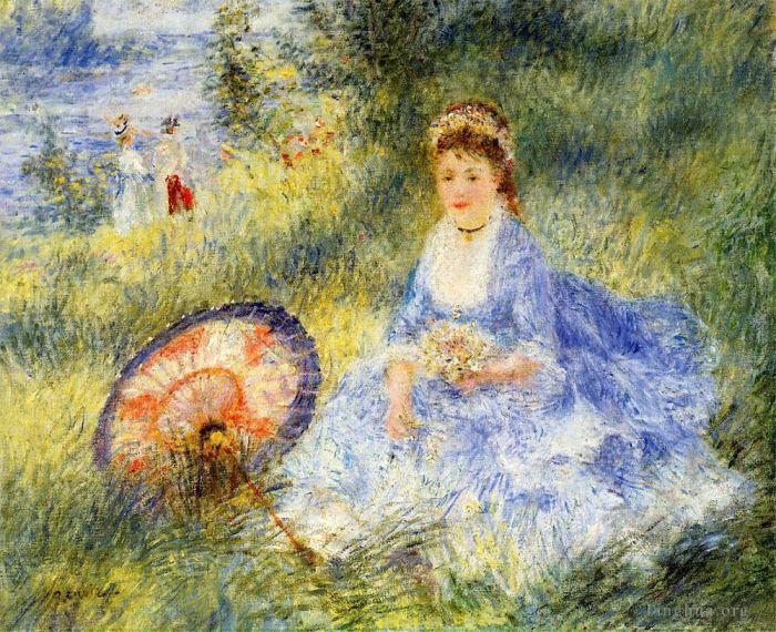 Pierre-Auguste Renoir Ölgemälde - Junge Frau mit einem japanischen Regenschirm