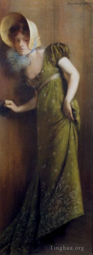 Pierre Carrier-Belleuse Werk - Elegante Frau in einem grünen Kleid