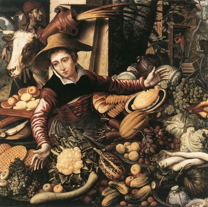 Pieter Aertsen Ölgemälde - Marktfrau mit Gemüsestand