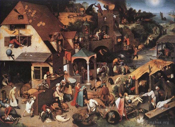 Pieter Brueghel the Elder Ölgemälde - Niederländische Sprichwörter