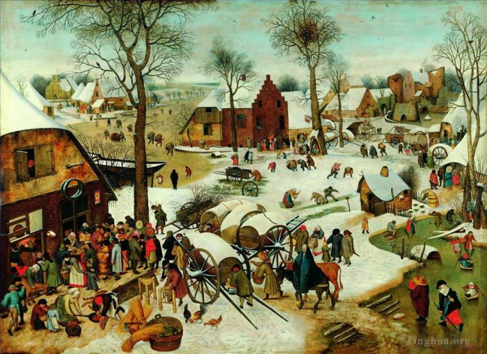 Pieter Brueghel the Elder Ölgemälde - Die Nummerierung in Bethlehem im Detail