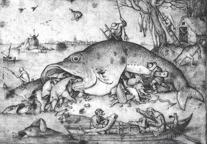 Pieter Brueghel the Elder Andere Malerei - Große Fische fressen kleine Fische