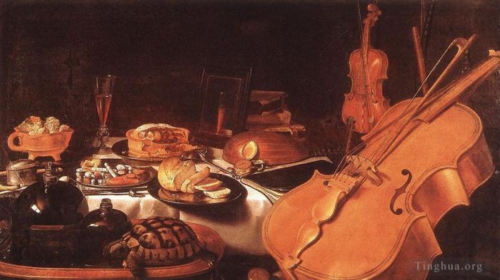 Pieter Claesz Ölgemälde - Stillleben mit Musikinstrumenten