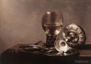 Pieter Claesz Werk - Stillleben mit Weinglas und Silberschale