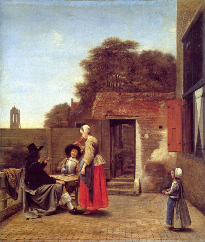 Pieter de Hooch Ölgemälde - Ein holländischer Innenhof