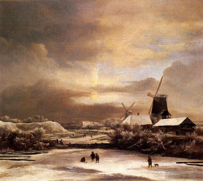 Pieter de Hooch Ölgemälde - Ruisdael Jacob Issaksz Van Winterlandschaft