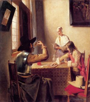 Pieter de Hooch Werk - Soldaten spielen Karten