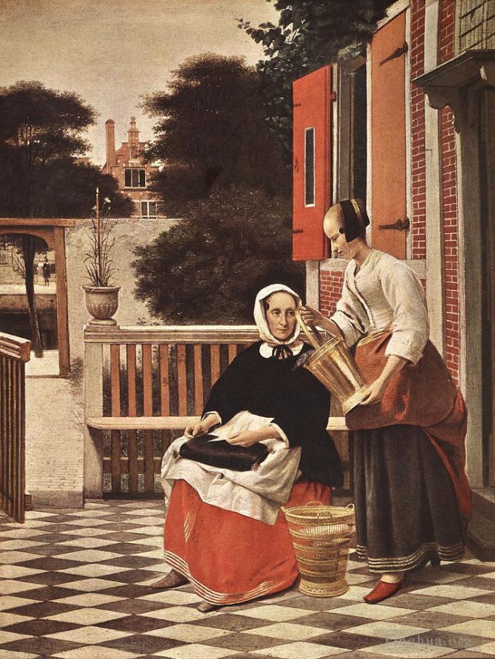 Pieter de Hooch Ölgemälde - Frau und Dienstmädchen