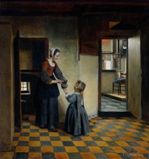 Pieter de Hooch Werk - Frau mit Kind in einer Speisekammer