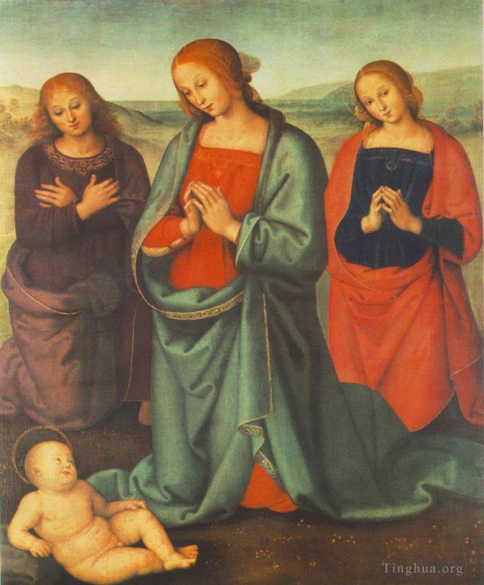 Pietro Perugino Ölgemälde - Madonna mit Heiligen, die das Kind anbeten, 1503
