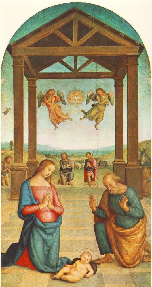 Pietro Perugino Ölgemälde - St. Augustin Polyptychon Das Presepio