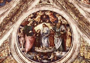 Pietro Perugino Werk - Christus zwischen dem Täufer und dem als alter Mann verkleideten Satan 15078