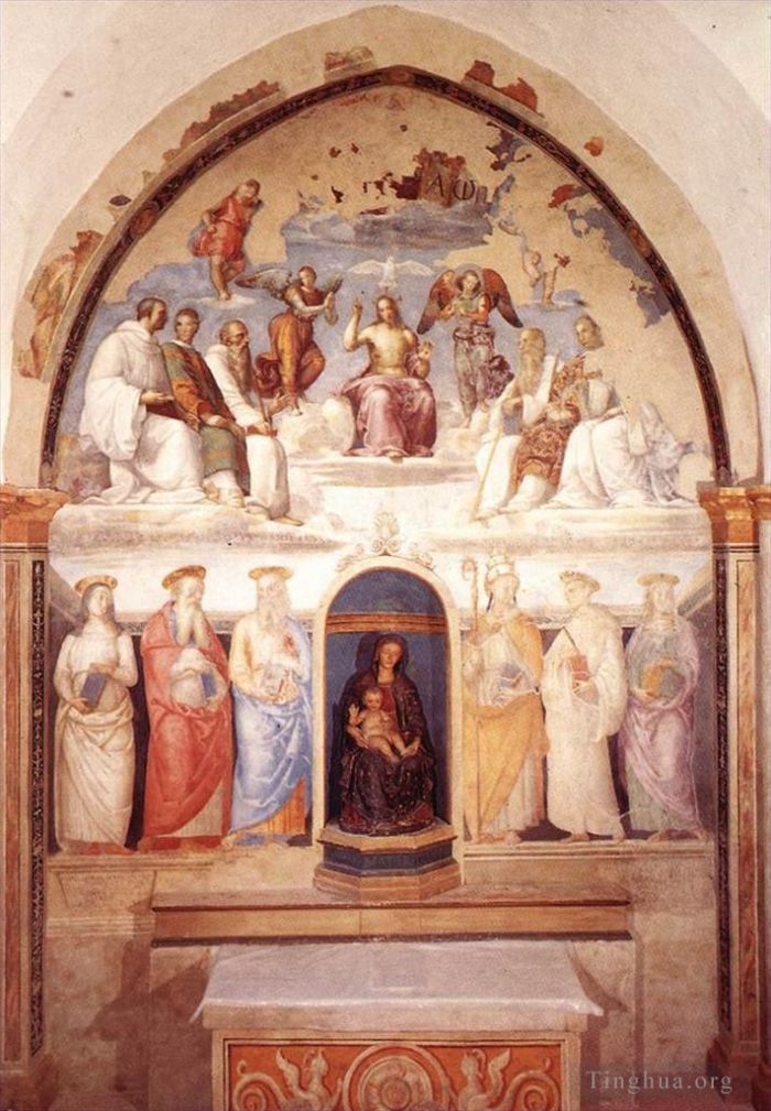 Pietro Perugino Andere Malerei - Dreifaltigkeit und sechs Heilige 1521