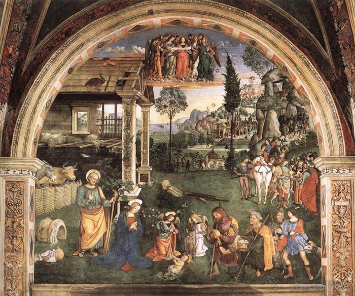Bernardino di Betto Andere Malerei - Anbetung des Kindes