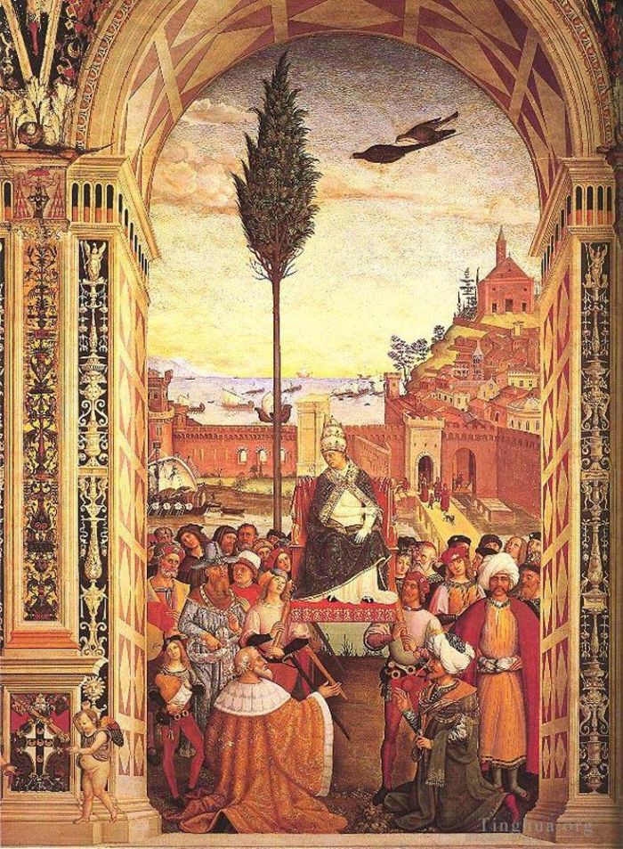 Bernardino di Betto Andere Malerei - Aeneas Piccolomini kommt in Ancona an