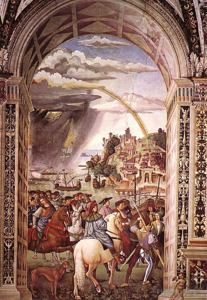 Bernardino di Betto Andere Malerei - Aeneas Piccolomini reist zum Konzil von Basel ab