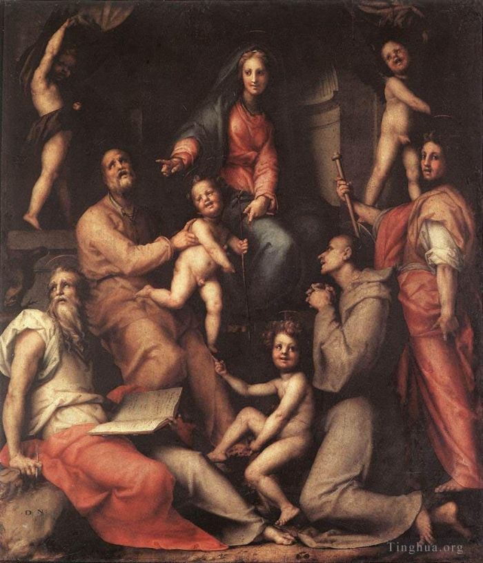 Jacopo da Pontormo Ölgemälde - Madonna und Kind mit Heiligen