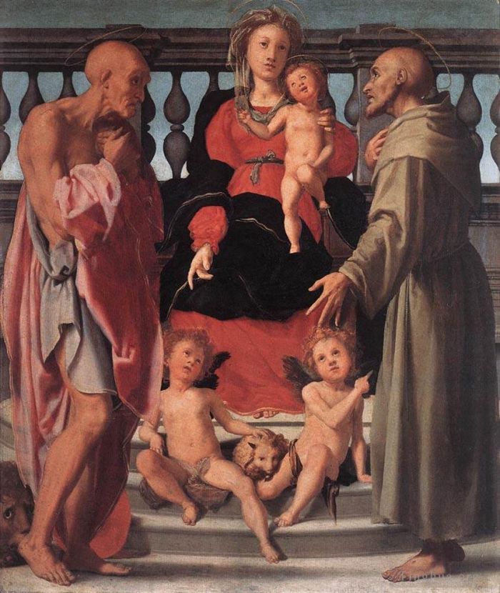 Jacopo da Pontormo Ölgemälde - Madonna und Kind mit zwei Heiligen