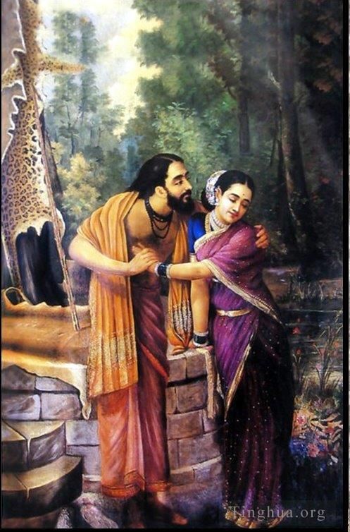 Raja Ravi Varma Ölgemälde - Arjuna und Subhadra