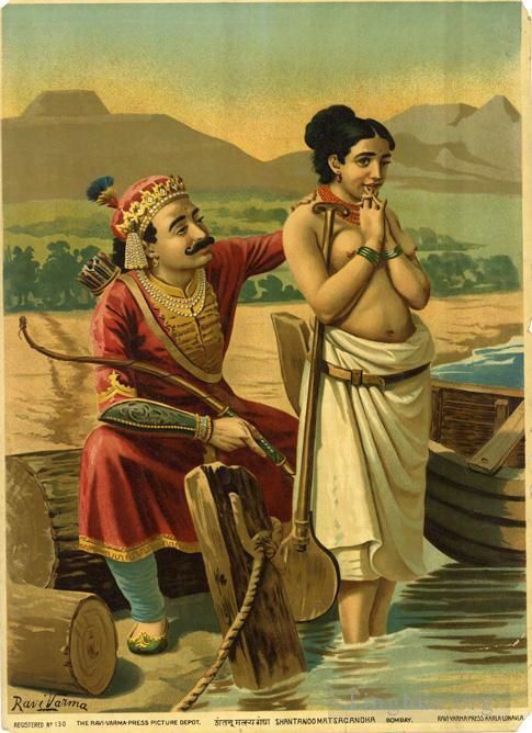 Raja Ravi Varma Ölgemälde - SHANTANOO MATSAGANDHA
