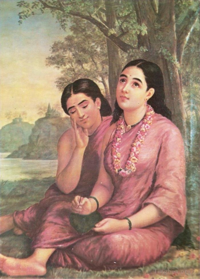 Raja Ravi Varma Ölgemälde - Shakuntala