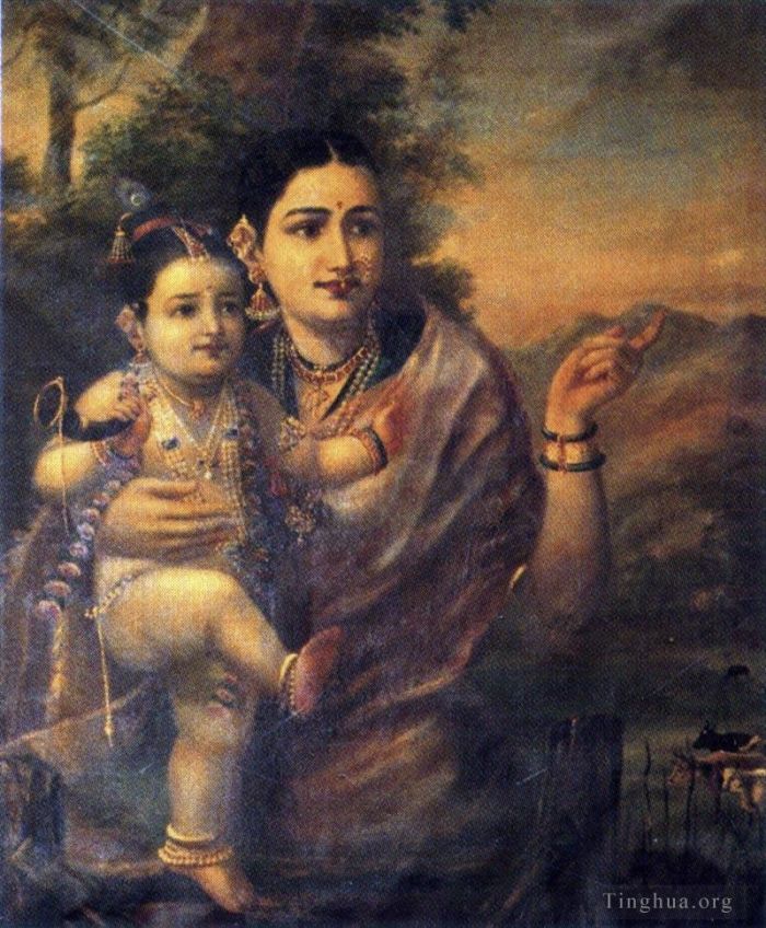 Raja Ravi Varma Ölgemälde - Yasoda mit Krishna
