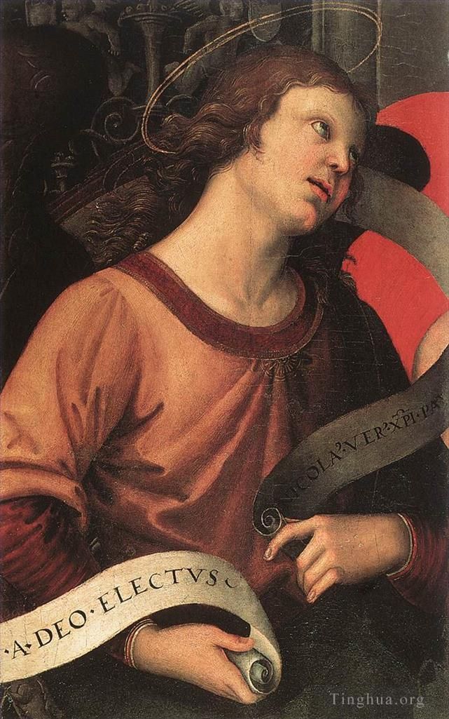Raphael Ölgemälde - Engelfragment des Baronci-Altars