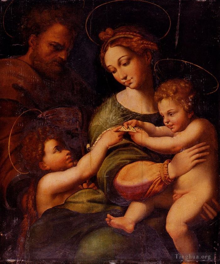 Raphael Ölgemälde - Heilige Familie mit dem Heiligen Johannes dem Täufer