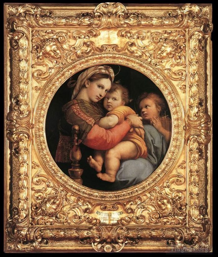 Raphael Ölgemälde - Madonna della Seggiola gerahmt