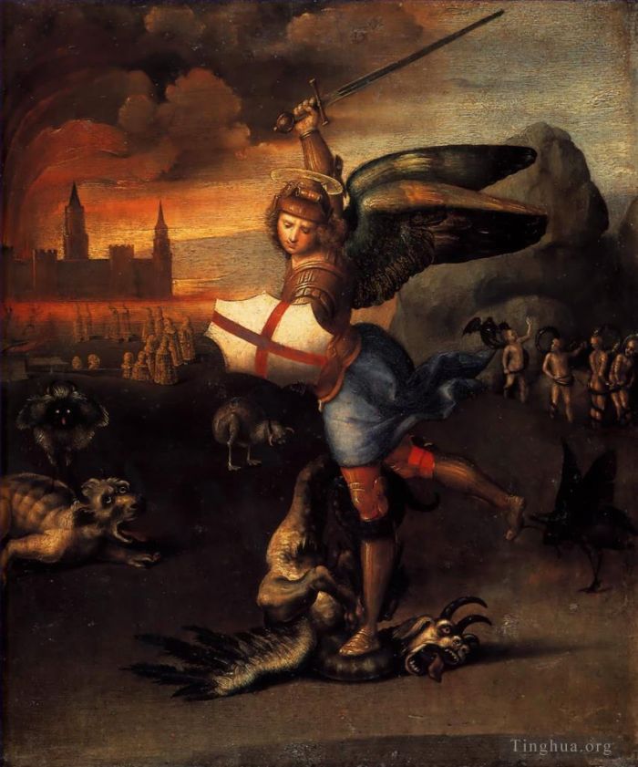 Raphael Ölgemälde - Der heilige Michael und der Drache