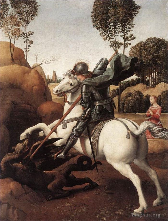 Raphael Ölgemälde - St. Georg und der Drache