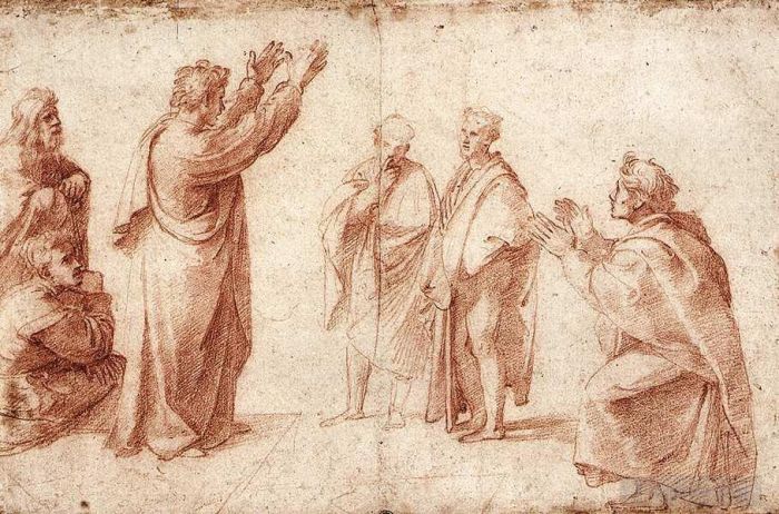 Raphael Andere Malerei - Studie für die Predigt des Heiligen Paulus in Athen
