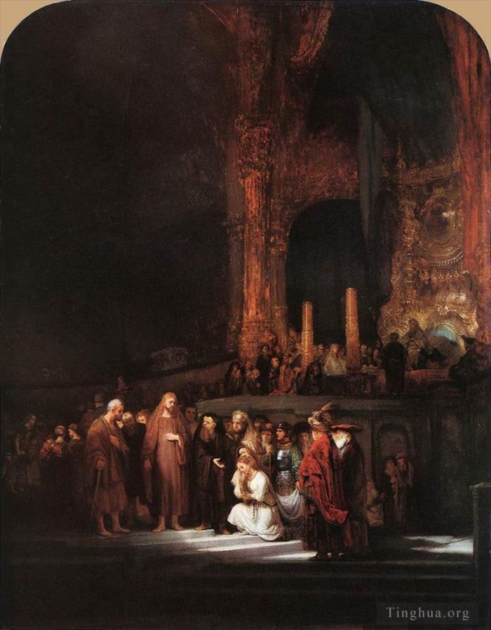 Rembrandt Ölgemälde - Christus und die Ehebrecherin