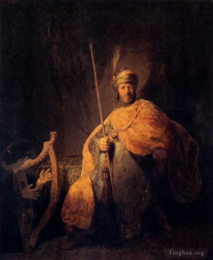 Rembrandt Ölgemälde - David spielt Saul die Harfe
