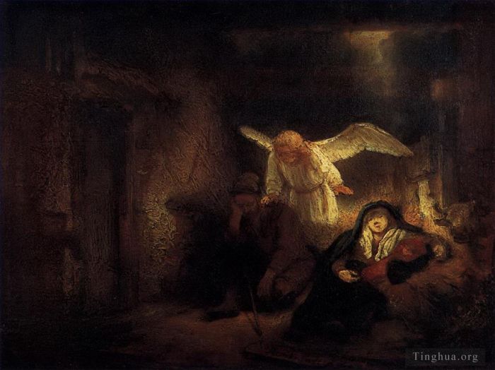 Rembrandt Ölgemälde - Joseph Dream im Stall in Bethlehem