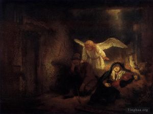 Rembrandt Werk - Joseph Dream im Stall in Bethlehem
