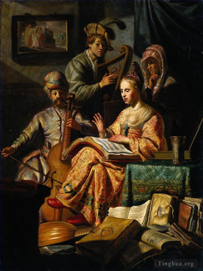 Rembrandt Ölgemälde - Musikalische Allegorie