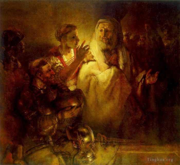 Rembrandt Ölgemälde - Petrus verunglimpft Christus