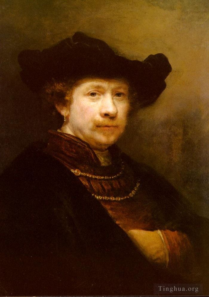 Rembrandt Ölgemälde - Porträt des Künstlers mit Schiebermütze