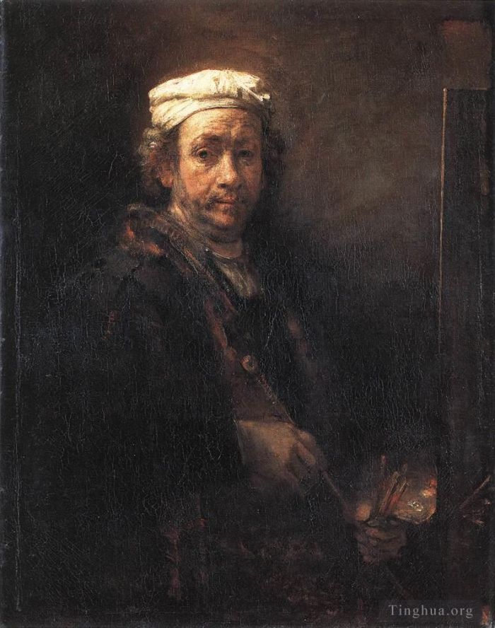 Rembrandt Ölgemälde - Porträt des Künstlers an seiner Staffelei, 1660