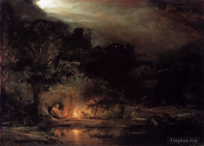 Rembrandt Ölgemälde - Ruhe auf der Flucht nach Ägypten
