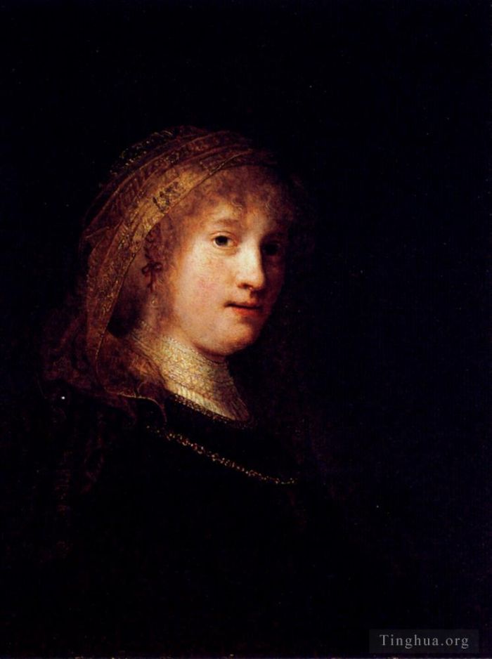 Rembrandt Ölgemälde - Saskia trägt einen Schleier