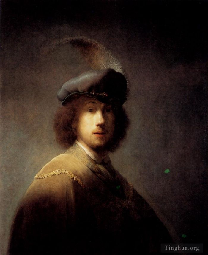 Rembrandt Ölgemälde - Selbstporträt mit Federhut