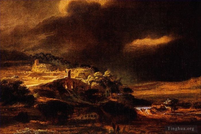 Rembrandt Ölgemälde - Stürmische Landschaft