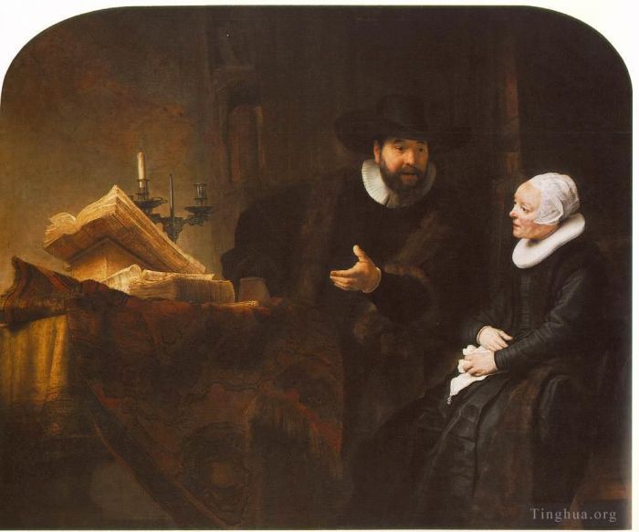 Rembrandt Ölgemälde - Der mennonitische Pfarrer Cornelis Claesz Anslo im Gespräch mit seiner Frau Aaltje