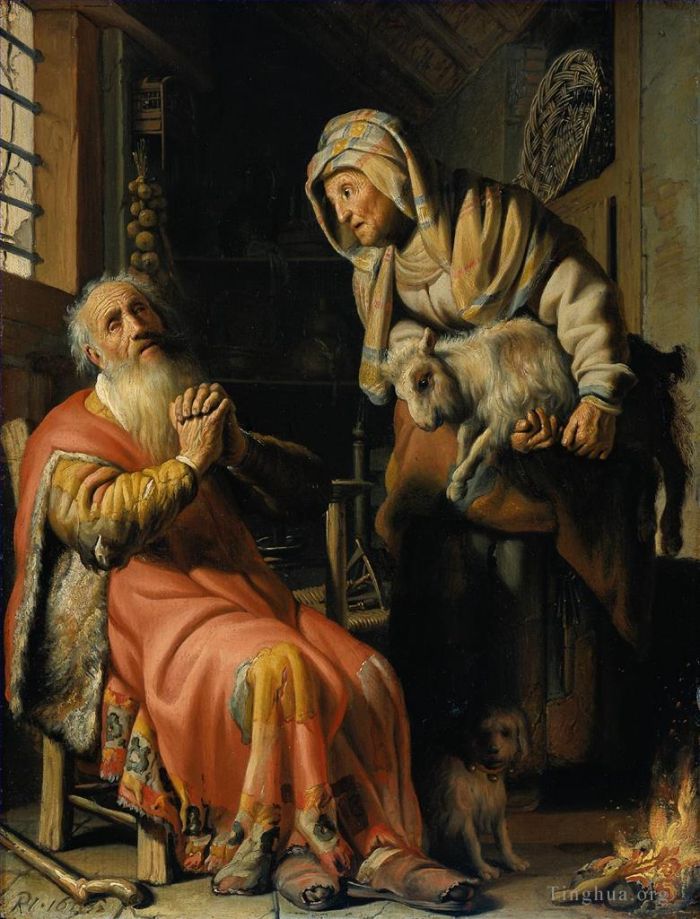 Rembrandt Ölgemälde - Tobit und Anna mit einem Kind