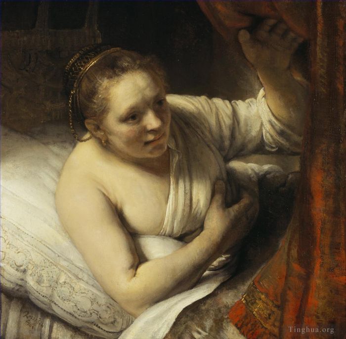 Rembrandt Ölgemälde - Frau im Bett