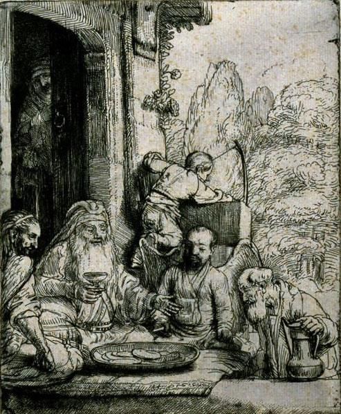 Rembrandt Andere Malerei - Abraham unterhält die Engel SIL
