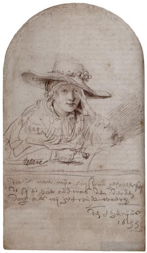 Rembrandt Werk - Saskia mit Strohhut